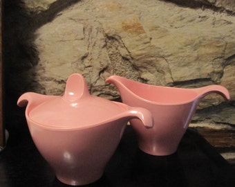 Creamer and Sugar Bowl Melamine Pink
