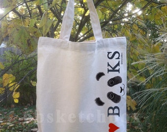 Panda "I Heart BOOKS" Tote Bags