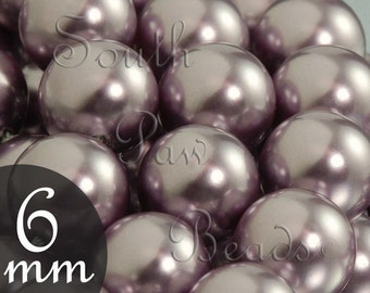Mauve Swarovski glass pearls, 6mm Style 5810 (25)
