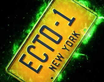 Ghostbusters Ecto 1 New York 1984 Licence Plate A4 A3 A2 Poster Print