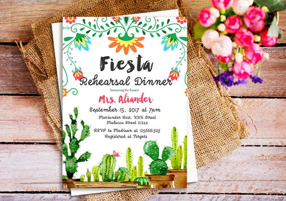 Modern Mexican Rehearsal Dinner Invitations 9