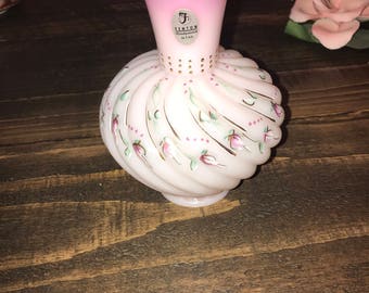 Fenton , Hand Painted Rosaline Vase