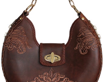 Tooled Leather Handbag - Turner