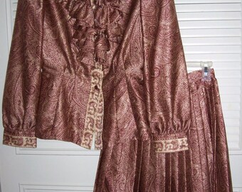 Vintage Victor Costa Two Pieced Paisley Shimmer Holiday Dress Size 4 - 6