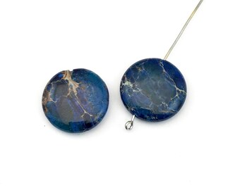 2 aqua terra jasper stone beads 20mm #PP 076