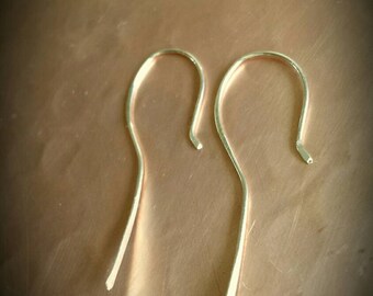 10k Gold Hammered Antiqued Large Shepherd Hook Earrings
