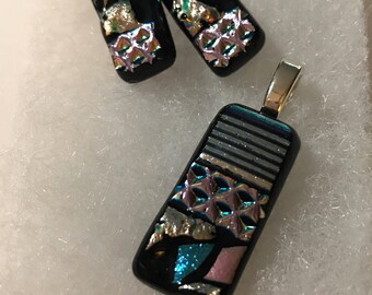 Pastel Rainbow Dichroic Jewelry Set