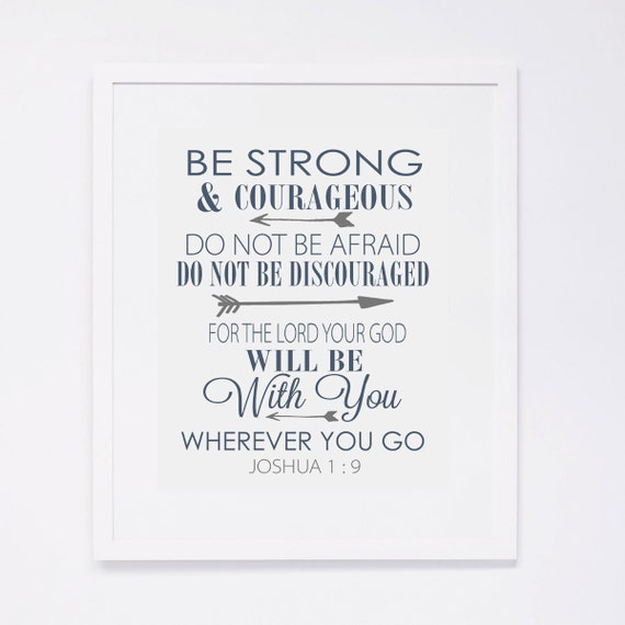 Joshua 1:9 Wall Art Scripture Typography Print Bible Verse