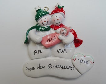 Proud New Grandparents Personalized Christmas Ornament - Personalized Free
