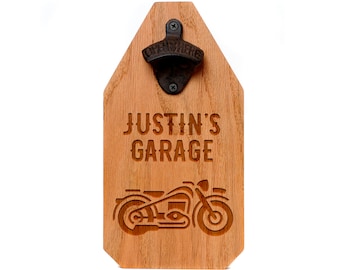 Personalized Motorcycle Wood Sign - Motorcycle Gift for him - Rustic Beer Bottle Opener