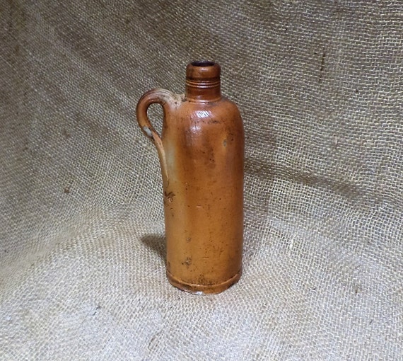 Antique Jug Old Glazed German Clay Wine Jug or Mineral Water