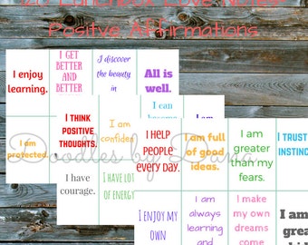 120 Lunchbox Love Notes-Positive Affirmations for Kids-Instant Download- Lunch box Cards