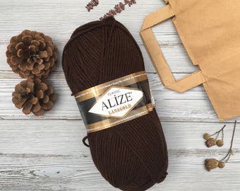 Alize lana gold, Acrylic wool yarn, gift for knitter chocolate yarn knitting yarn, Merino wool Chunky yarn brown wool yarn crochet wool yarn