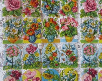 Vintage EAS Germany Die Cut Paper Scraps Of Floral Bouquets EAS 3031