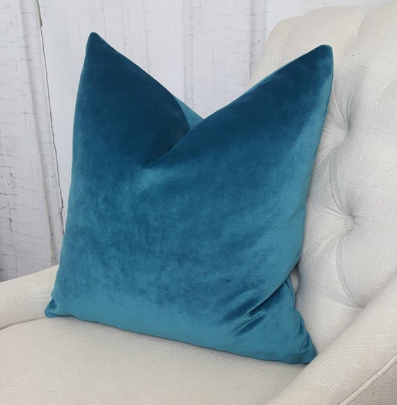 SALE Velvet Pillow Turquoise Throw Accent Throw Cover Lumbar