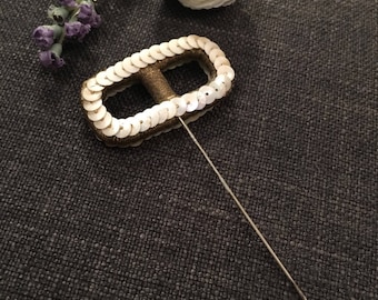 Vintage Hat Pin with Gold Thread and Sequins
