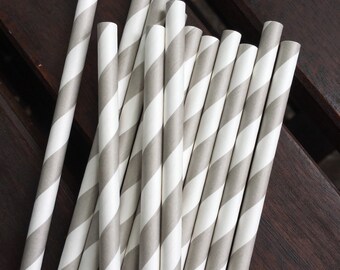 Grey Paper Straws - Set of 10