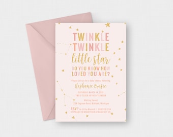 Twinkle Twinkle Little Star, Do You Know How Loved You Are? Baby Shower 5" x 7" Invitation - Digital or Printed