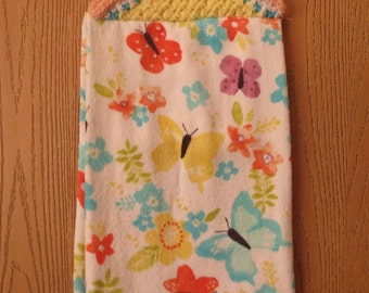 Spring Towel with Flowers and Butterflies