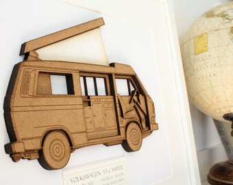 Volkswagen T3 Camper, VW Van Decor, Volkswagen T3, VW Bus, Volkswagen Decor, VW Bus decor, Volkswagen Van Blueprint, 3D wall art, 8x10 or A4
