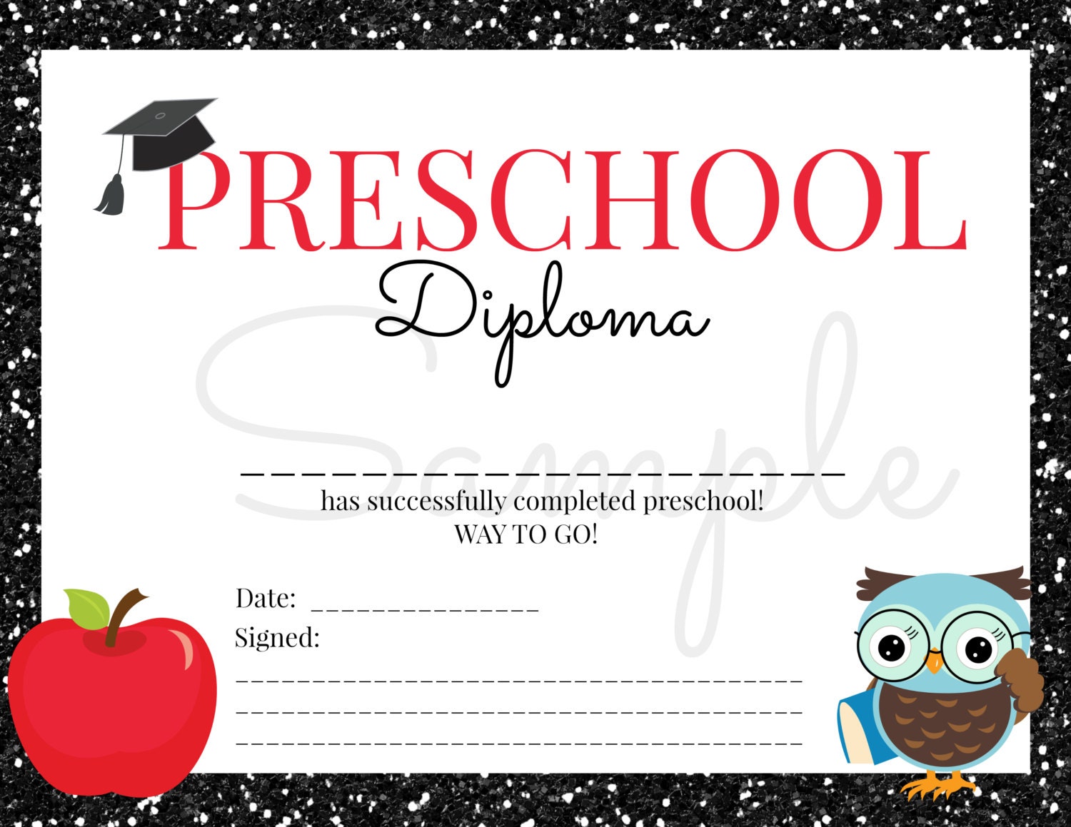 instant download preschool graduation diploma for boy certificate