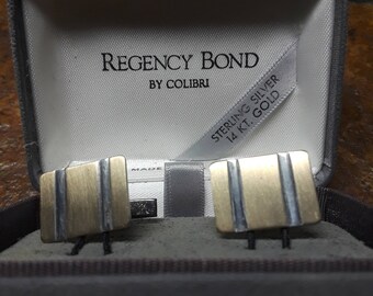 Sterling silver and 14 karat gold Colibri Regency Bond cufflinks