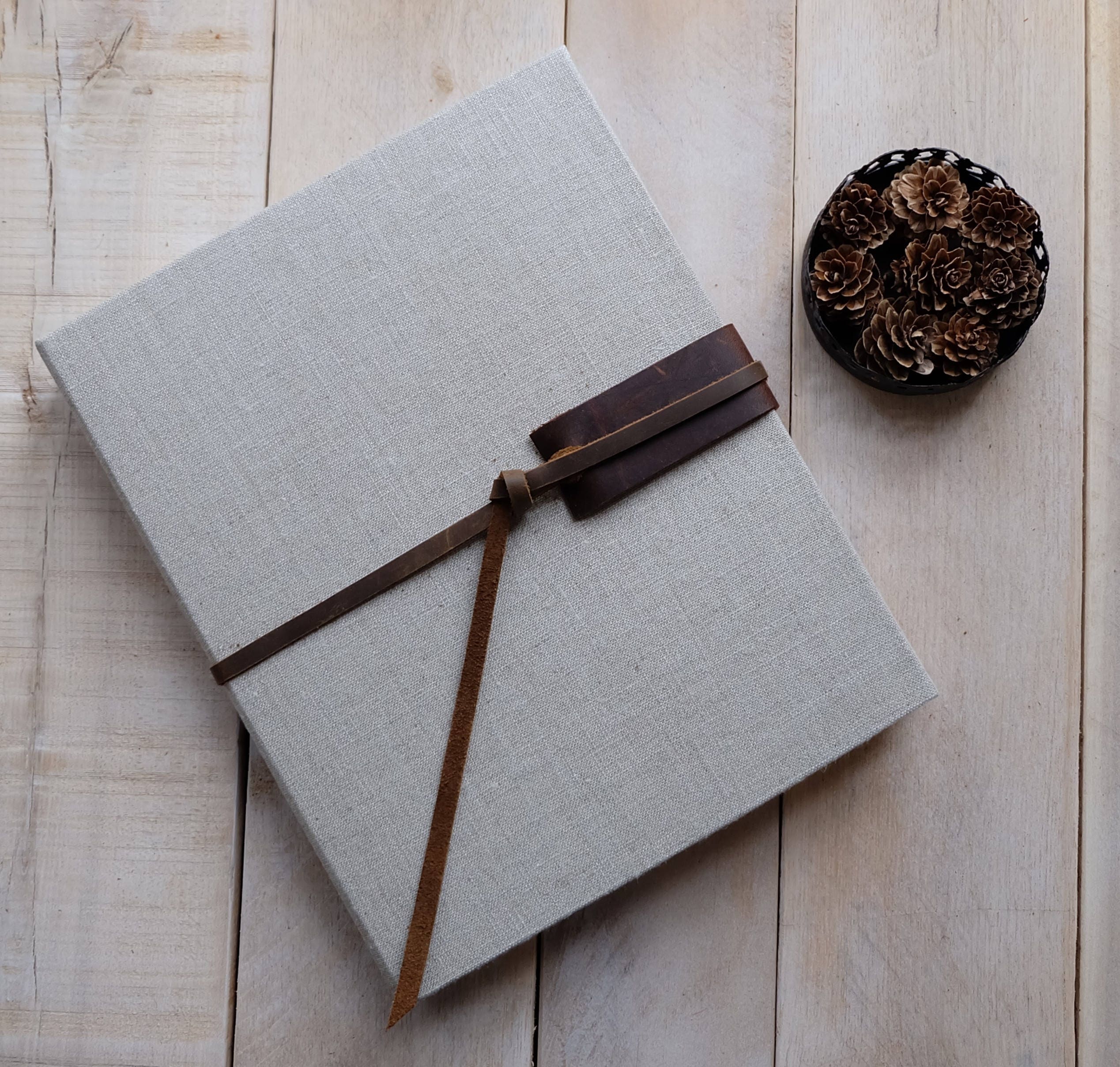 Linen and Leather Watercolor Sketchbook Natural Linen with