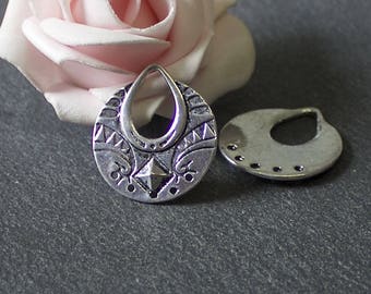 x 6 ethnic style silver metal antique 25 x 23 mm COA141 connectors