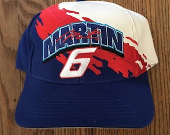 Vintage 90s Mark Martin #6 Valvoline Racing NascarPaintbrush Splash Logo Athletic Snapback Hat Baseball Cap