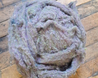Lavender Moss batting roving half lb for spinning felting weaving