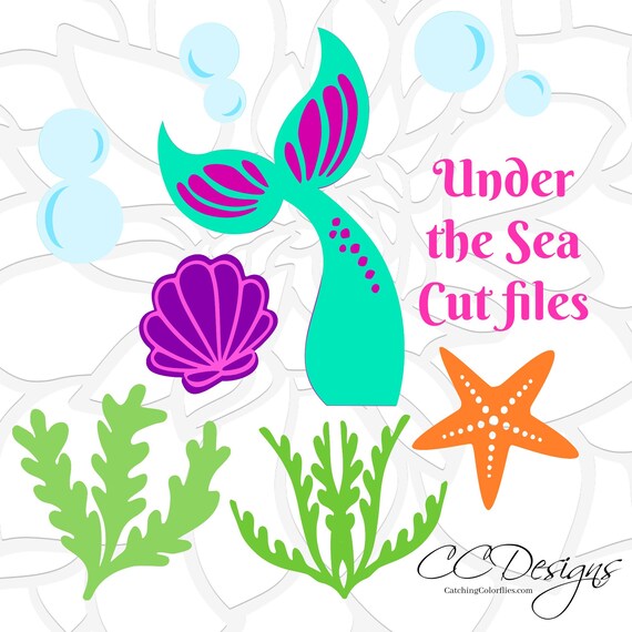 Download Mermaid Tail Under the Sea SVG Cut File Set Mermaid Tail