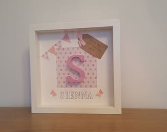 new baby initial frame, personalised frame,