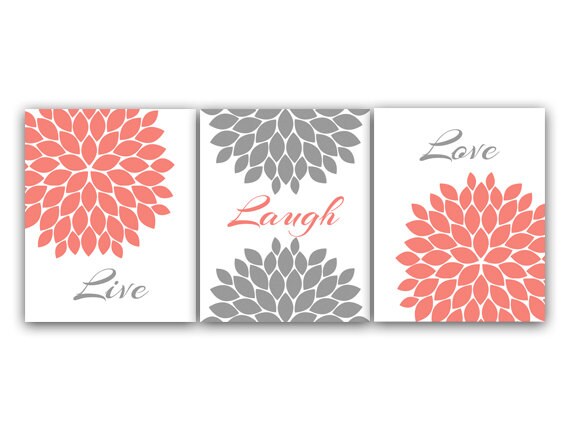Download Home Decor CANVAS Wall Art Live Laugh Love Coral Wall Art