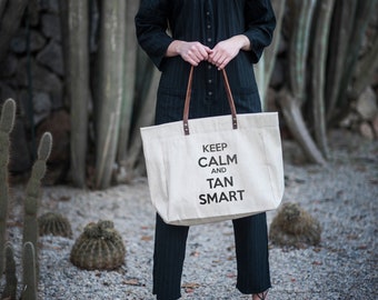 Keep Calm and Than Smart, Shopper Bag With Zip, Lady Tote Bag, Linen Market Bag, Tote Bag With Zip, Linen Market Tote, Linen Shopping Bag