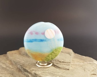 Lampwork Glass Focal Bead - handmade - Scenery Bead Seaside