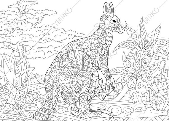 Download Australian Kangaroo. Wallaby Family. 2 Coloring Pages. Animal