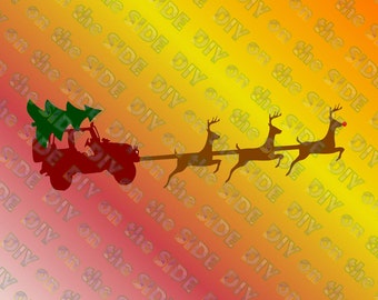 SVG Cut File Christmas Jeep Reindeer Sleigh Instant Download Raindeer