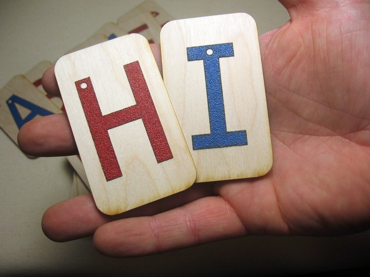 Mini UPPERCASE Sandpaper letters on birch wood