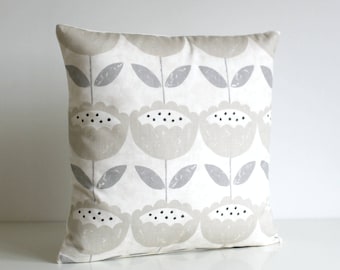 Flower Pillow Cover, Floral Cushion Cover, Flower Pillow Sham, pillow cover, decorative pillow cover - Brush Flowers Neutral
