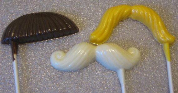 One dozen mustache mix lollipops suckers party favors