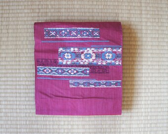 SALE ++ Japanese obi belt pink embroidery, woven Nagoya obi, Hitoe obi, vintage silk obi, informal kimono belt pink