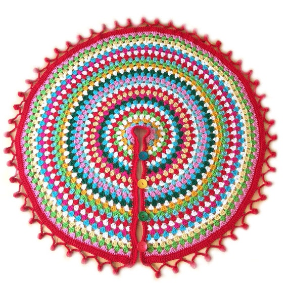 Crochet Christmas tree skirt granny square mandala Christmas