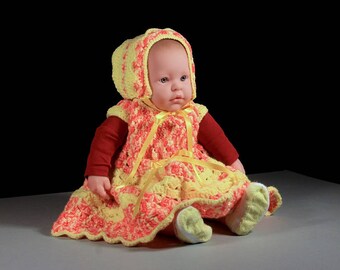 Crochet Baby Dress, Baby Bonnet, Baby Girl's Dress, Baby Set, Baby Clothing, 3-6 Months, Summer's Dream, Shower Gift Idea, Baby Gift Set