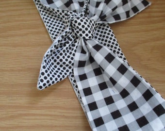 Women's Headband, Summer BOHO Headband, Hair Accessory, HairBand Women, Black White Hair Bandana, Boho, TieUp Bandana, Women HairBand 78
