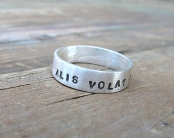 Alis Volat Propriis She Flies With Her Own Wings Sterling Silver Stamped Ring Fundraiser for The Women's March