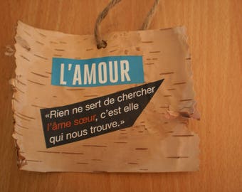 Natural bark with words
