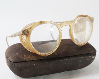 Safety Glasses with METAL Glass Case, Motorcycle Goggles, Work Goggles