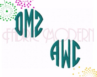 ROUND MONOGRAM small Embroidery monogram Font Design BX 1 1.5 and 2 inches included #544