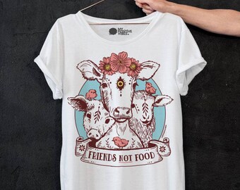 Vegan shirt - Friends not food shirt - cute vegan shirt, vegetarian tshirt, funny vegan t-shirt, veggie shirt, women vegan shirts