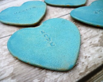 Handmade, Ceramic coasters, bespoke Loveheart coasters. Tea light stands, Valentine's Day gift
